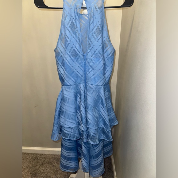 NWT Belle Badgley Mischka 🦋 Blue Tiered Ruffle Cocktail Dress – Size 4 - Picture 7 of 15
